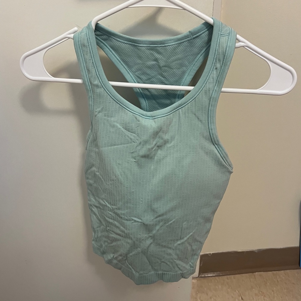Lululemon Ebb To Street Cropped Racerback Tank Top Icing Blue Size 8